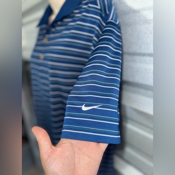 Men’s NIKE Golf Tour Performance DRI-Fit Blue Striped Polo Golf Shirt Size Large - Picture 3 of 10